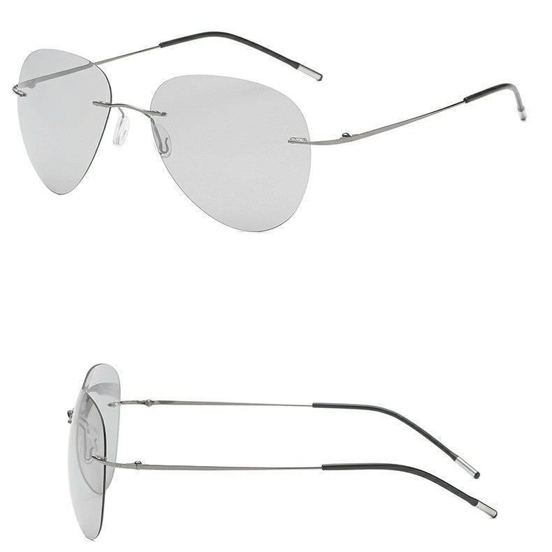 Polarized Frameless Sunglasses For Driving Resin Lenses