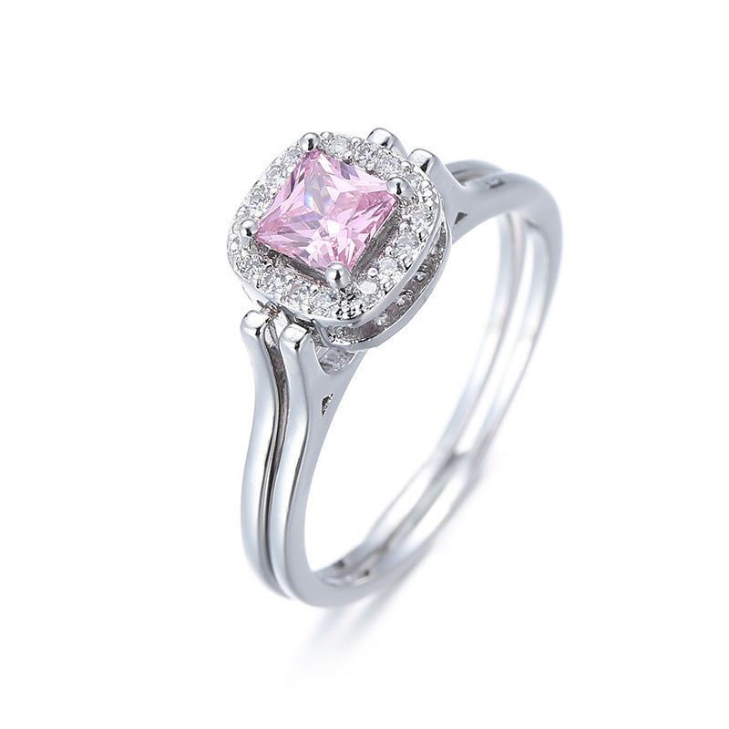 Copper Zircon Double Color Flip Ring For Women Reversible