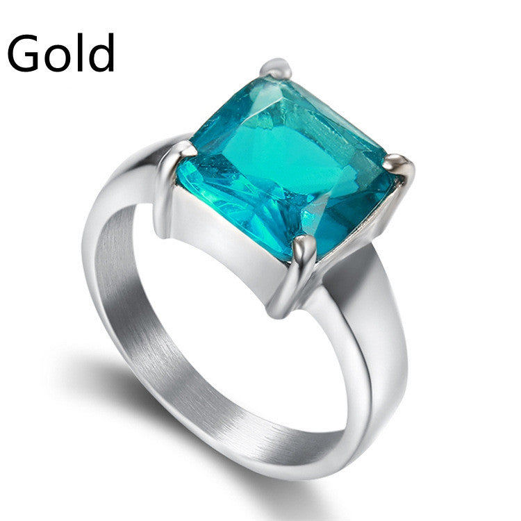 Elegant Titanium Steel Ring For Women With Gemstone Natural Minimalist Jewelry Modern Design Polished Everyday