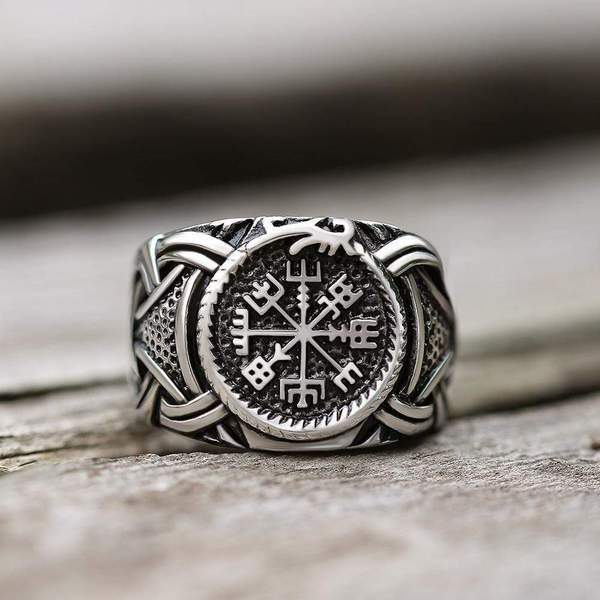 Mens Stainless Steel Ring With Solid Wood Inlay Vintage Geometric Design Band Ring For Fashion Wear Daily Uses