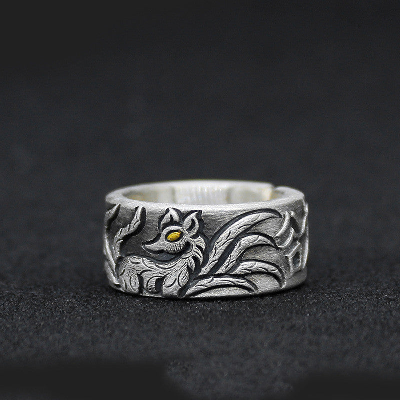 Mens Copper Ring Retro Geometric Adjustable Electroplated Gold Finger Ring Fashion Ring for Couples Ideal Gift