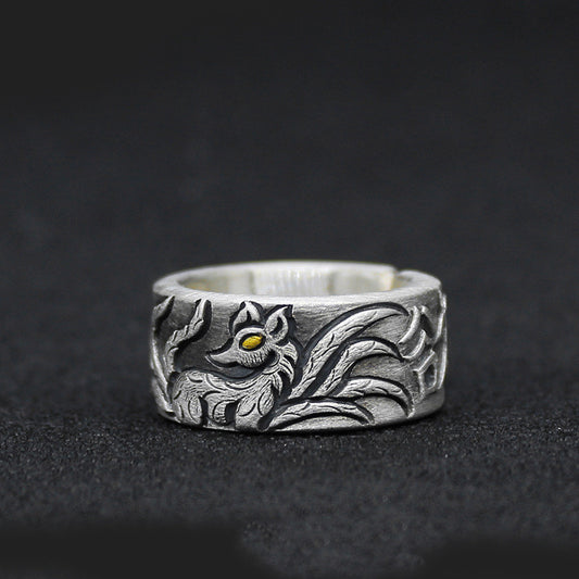 Mens Copper Ring Retro Geometric Adjustable Electroplated Gold Finger Ring Fashion Ring for Couples Ideal Gift