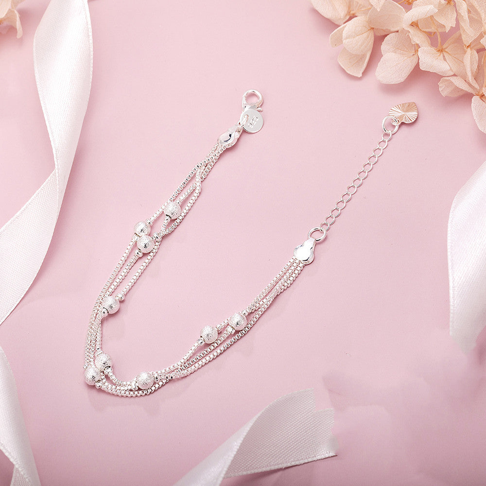 Womens Silver Plated Buddha Beads Bracelet Copper Bangle Korean Style Jewelry Gift For Women And Girls Elegant Lux