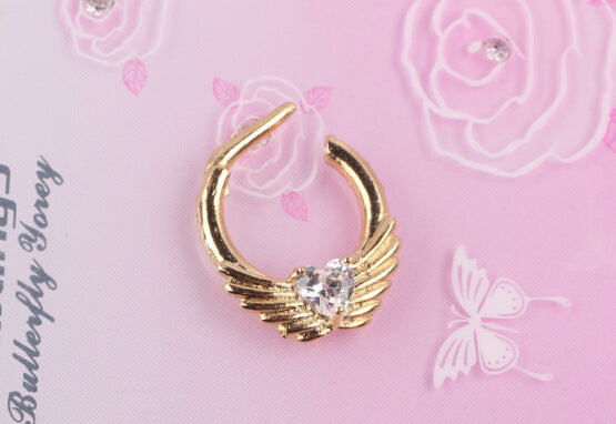 Unisex Stainless Steel Nose Ring Stud Heart Wing Geometric Design Nose Piercing Jewelry For Women And Men 0.45