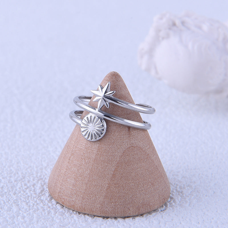 Womens Titanium Steel Ring Elegant Electroplated Jewelry For Her Fashion Gift High Grade Design Polished Shine