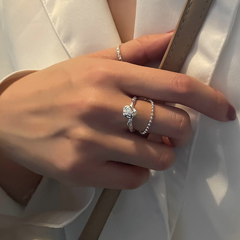 Womens Double Finger Geometric Ring Copper Jewelry Gift