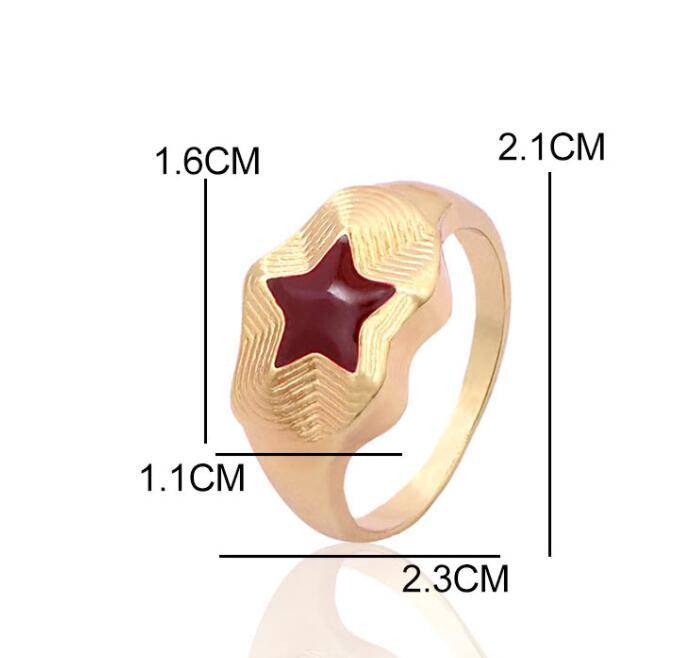 Unisex Geometric Alloy Ring Inlaid Gemstones Heart And Pentagram Design Fashion Jewelry Gift For Everyday Wear Gift