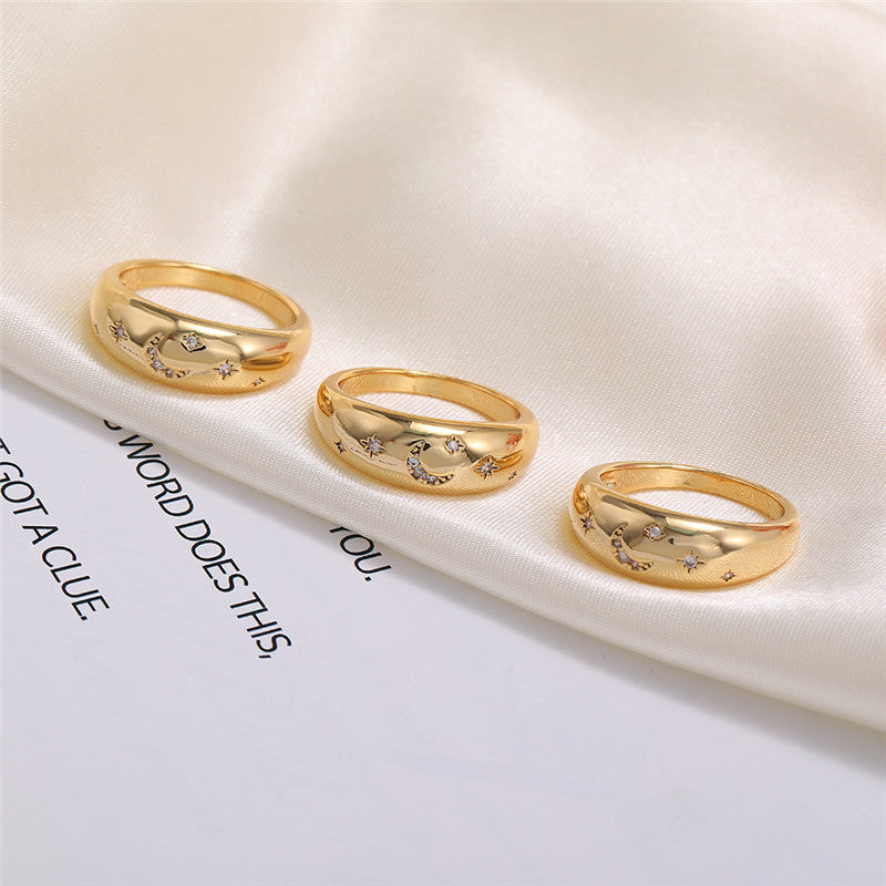 Gold Plated Zircon Ring For Women With Geometric Inlay Durable Fashion Jewelry Hypoallergenic Copper Base Shine
