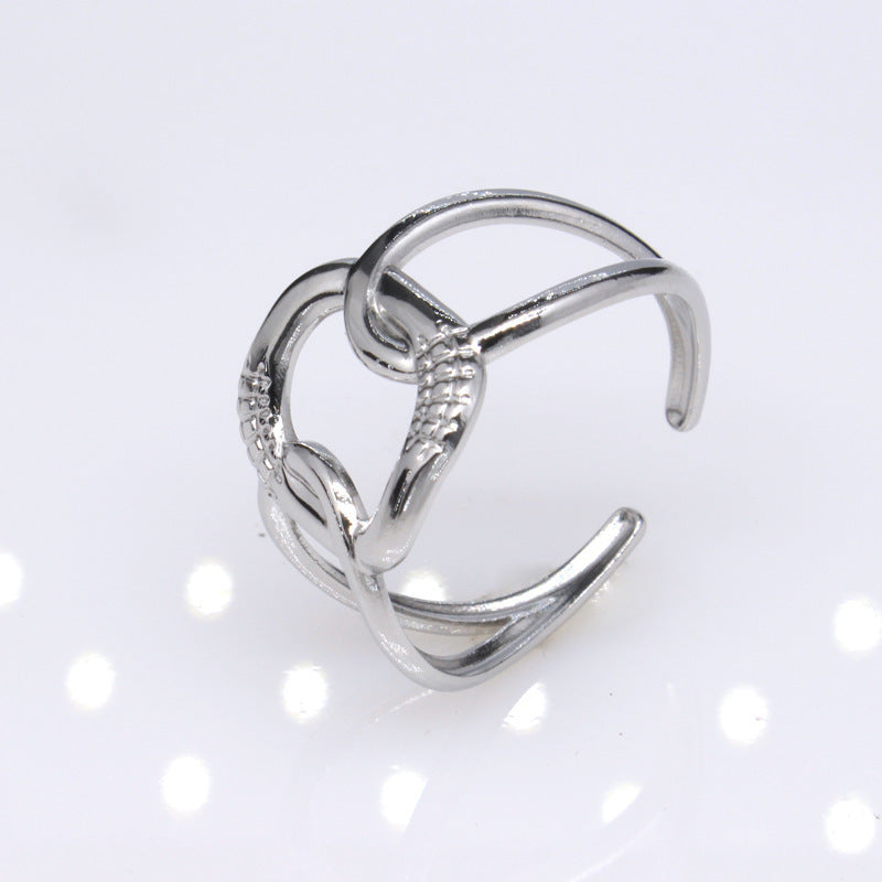 Titanium Steel Hollow Ring Electroplated Gold Finish Band Fashion Minimalist Ring For Men And Women Shine Color