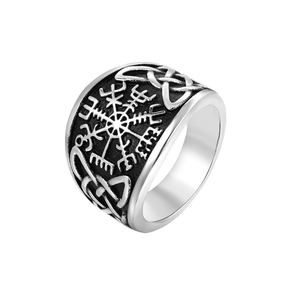 Retro Heavy Metal Nordic Viking Mens Titanium Steel Ring
