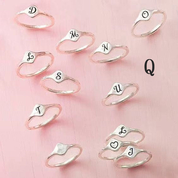 Unisex Adjustable Initial Letter Rings Copper Alphabet Ring Electroplated Individually Packed Fashion Jewellery