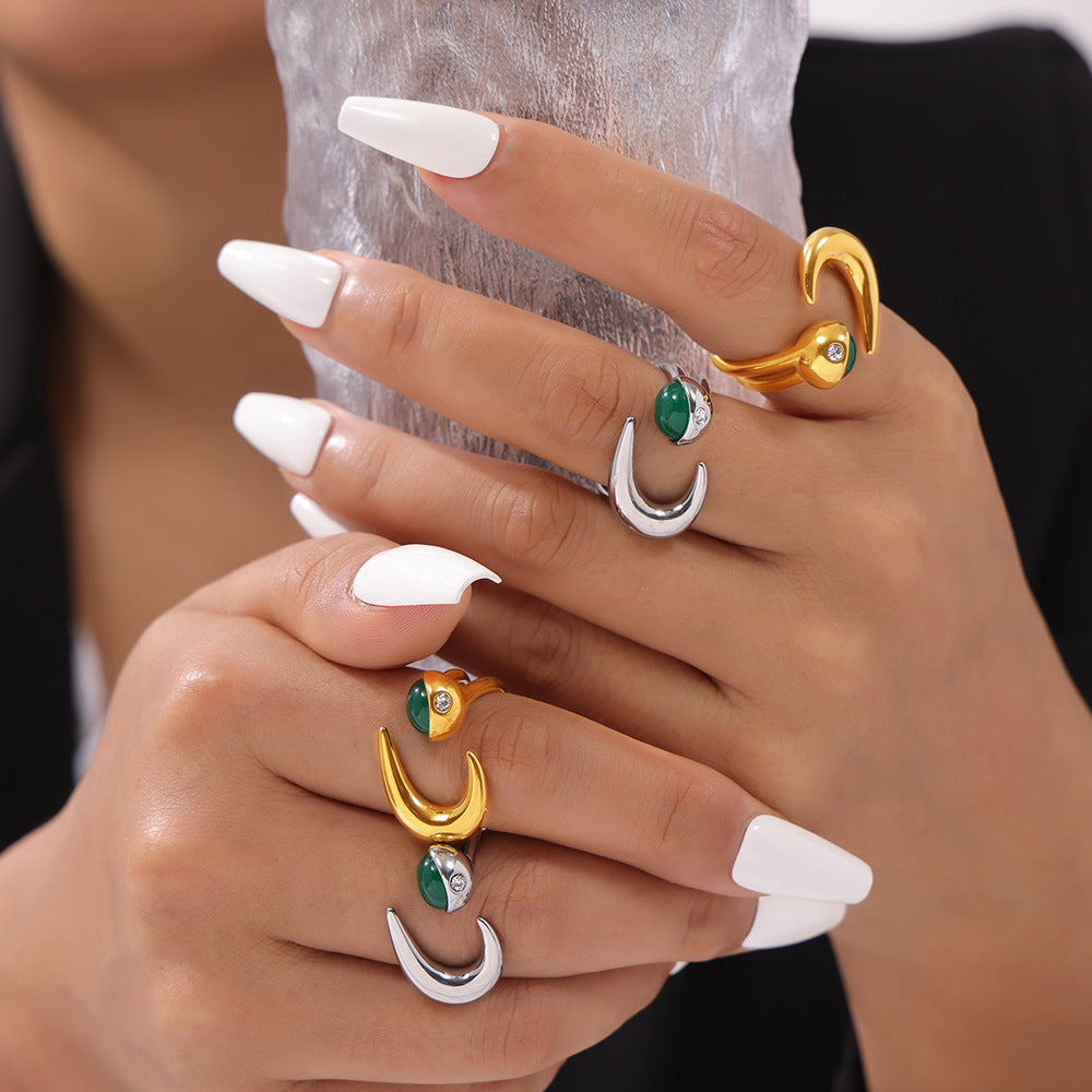 Double Layer Titanium Steel Ring Open End Geometric Statement Jewelry for Women and Girls Everyday Style Ideas