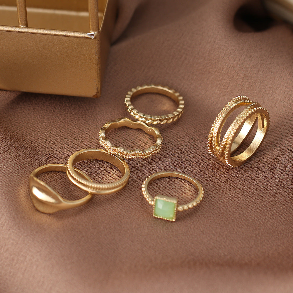 Womens Bohemian Ring Set 6 Piece Vintage Alloy Knuckle Rings With Geometric Metal Pattern Ethnic Fashion Trend