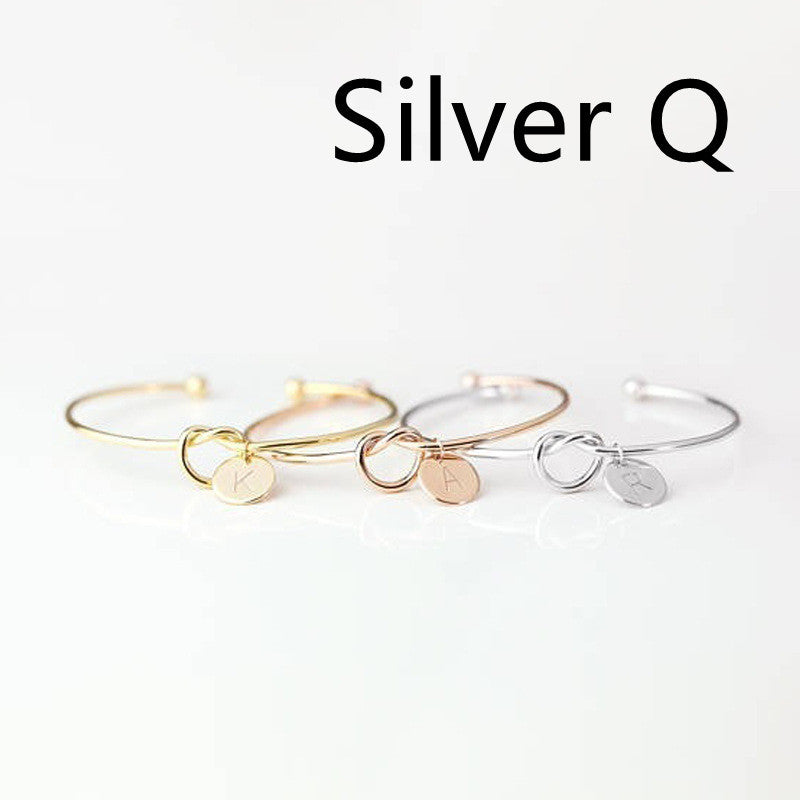 Womens Alloy Letter Bracelet Dead Knot Bangle Jewelry Gold