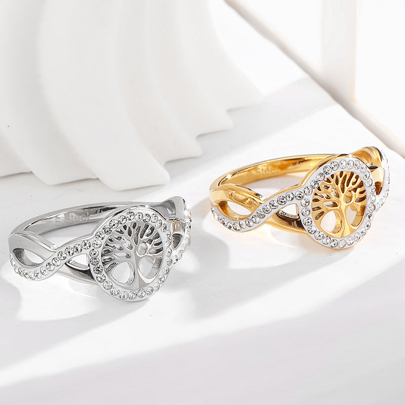 Unisex Titanium Steel Ring Hollow Open Mouth Electroplated Fashion Jewelry Durable Color Retention Modern Accessory