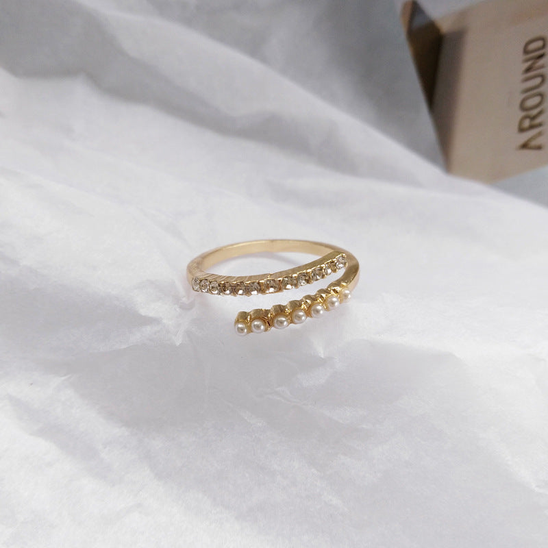 Pearl Index Finger Ring Adjustable Open Alloy Jewelry