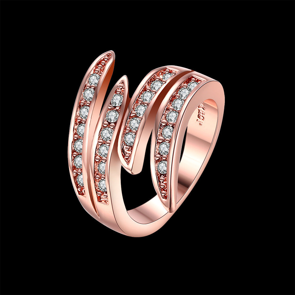 Rose Gold Electroplated Zircon Ring Geometric Couple Jewelry For Him And Her Gift For Lovers Wedding Fashion Accessory