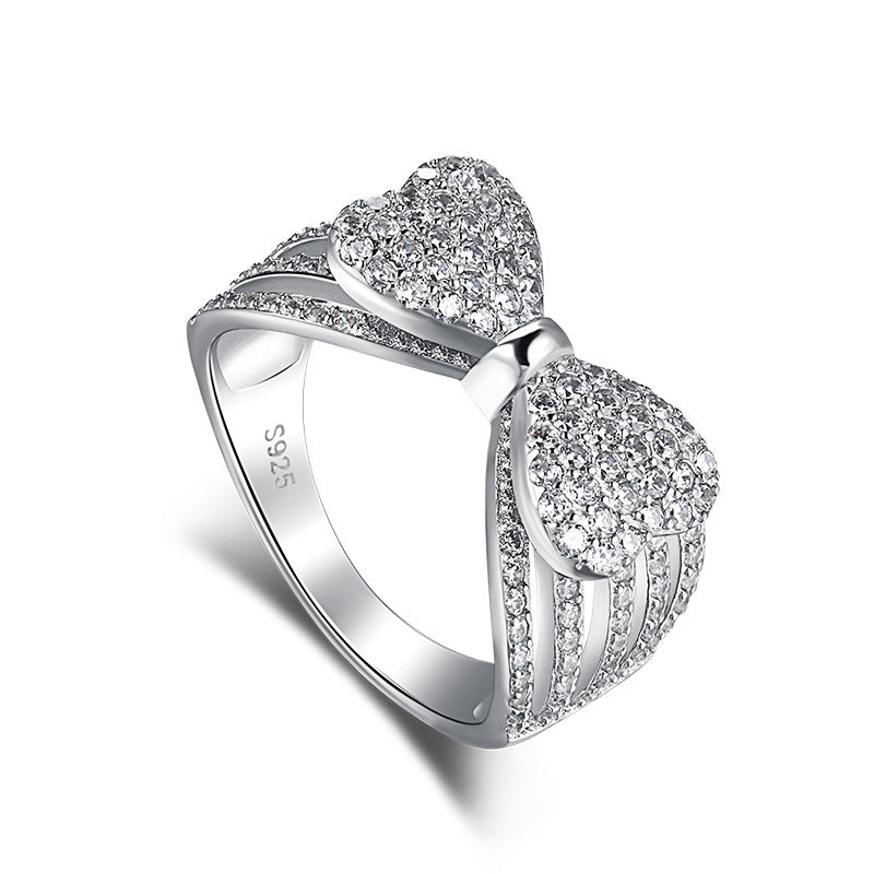 Sterling Silver Geometric Zircon Ring For Women Wedding Birthday Festival Gift Rhinestone Jewelry Elegant Sparkle