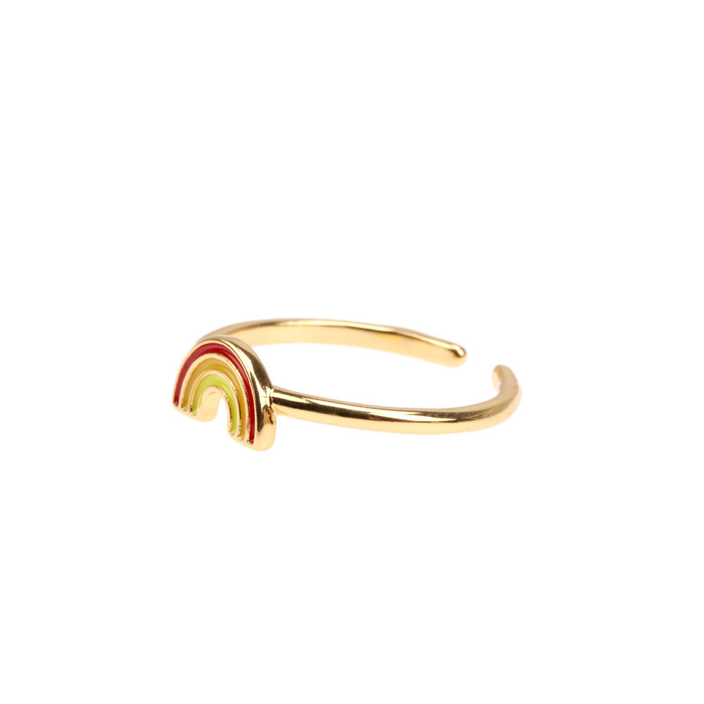 Rainbow Opening Ring Copper Fruit Shaped Jewelry Creative European Form Fashion Ring Gift For Women Chic Style