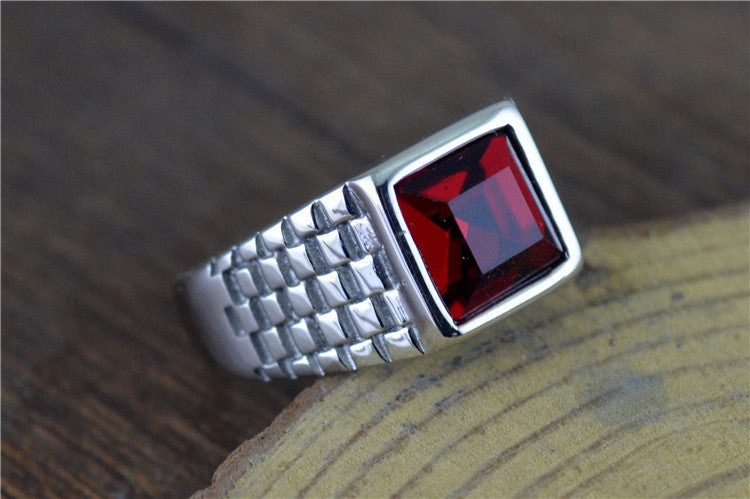 Popular Punk Retro Inlaid Jewel Pattern Titanium Steel Ring For Unisex Size 7 8 9 10 11 12 13 For Everyday Use