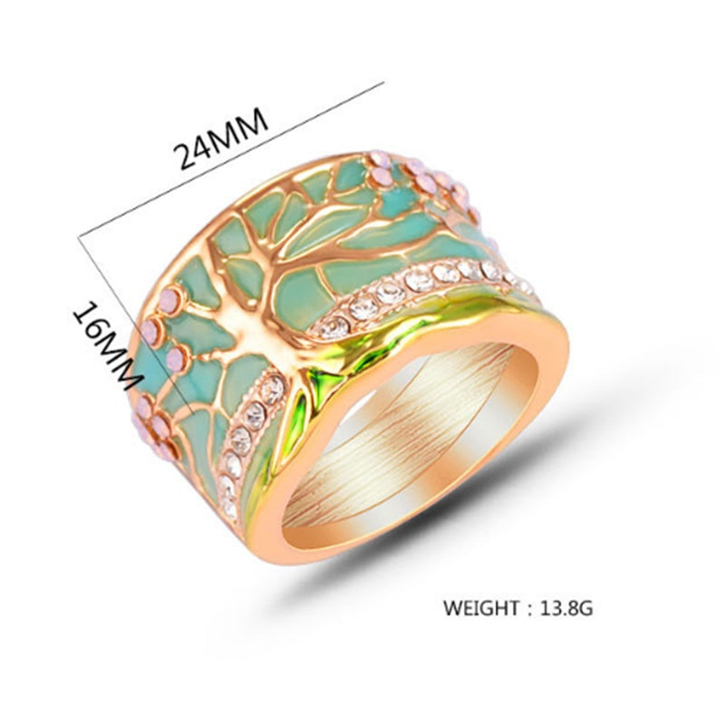 Womens Epoxy Ring Flower Design Gilded Diamond Accented European American Fashion Jewelry Durable Diamond Ring