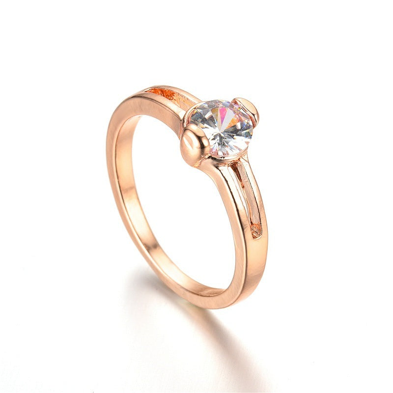 Unisex Rose Gold Geometric Alloy Ring With Micro Mounted Gemstones For Weddings And Celebrations A Perfect Gift