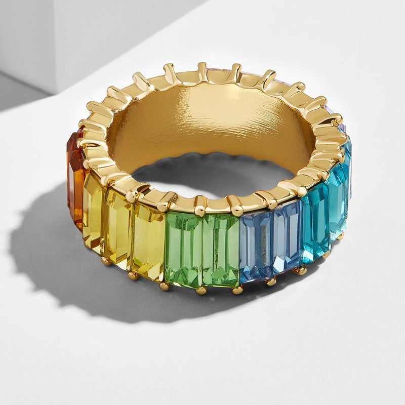 Gold Plated Zircon Ring Geometric Copper Fashion Jewelry For Women Elegant Durable Gift Versatile Gift For Her