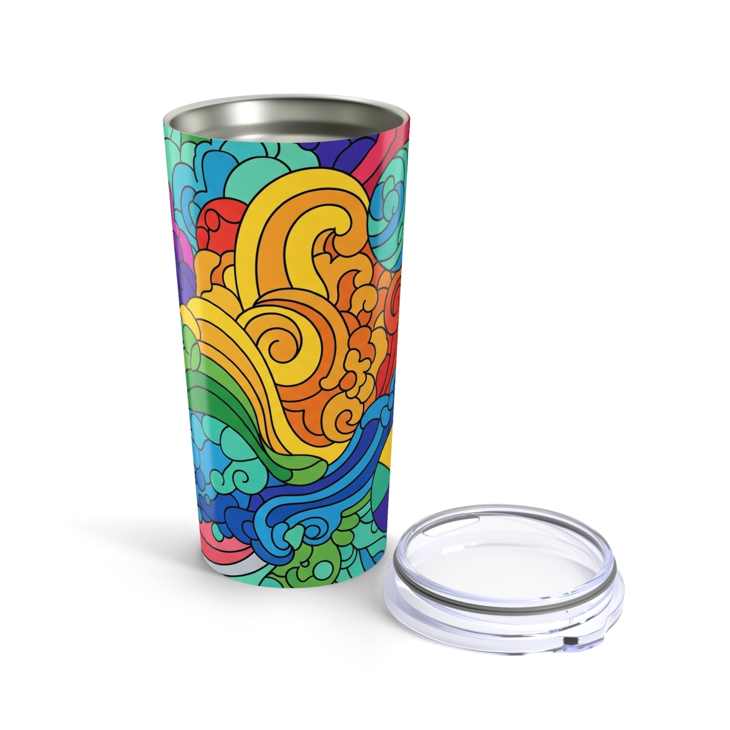 20oz Stainless Steel Tumbler With Printed Design Double Wall Vacuum Insulated Spill Resistant Durable Travel Mug