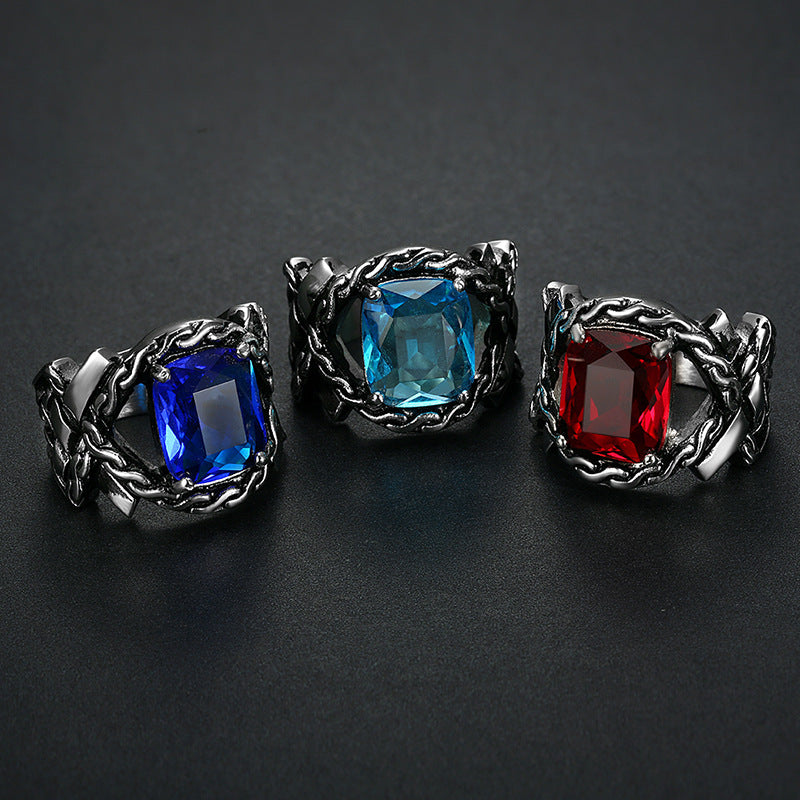 Stainless Steel Personalized Ring With Gem Twist Simple And Stylish Band Ring For Women And Girls Jewelry Gift