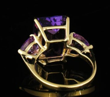 Women's Tourmaline Amethyst Ring With Diamond Accent 18K Gold Plated Silver Copper Jewelry Elegant Modern Style