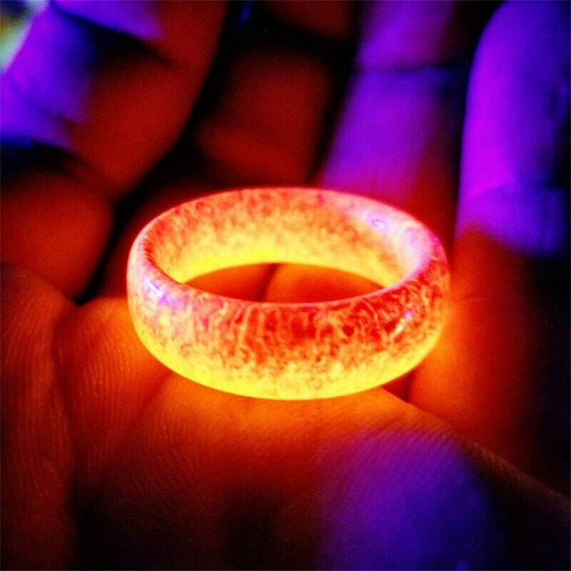 Unisex Luminous Crackle Ring Acrylic Geometric Design Glow In The Dark Jewelry For Men Women Teens Festival Gift