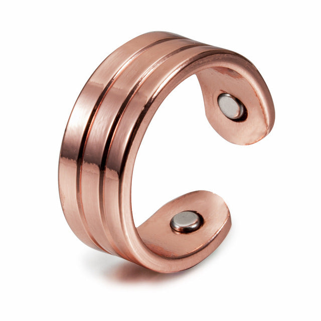 Copper Magnetic Ring Unisex Adjustable Opening Design Health Therapy Pain Relief Durable Ring For Women And Men