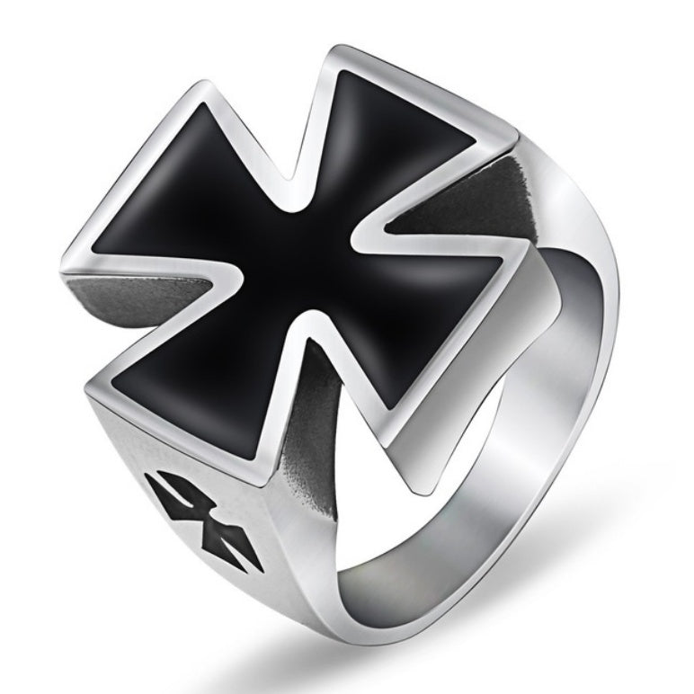 Men's Cross Ring Geometric Titanium Steel Drip Oil Finish Durable Finger Ring Modern Versatile Accessory Daily Wear