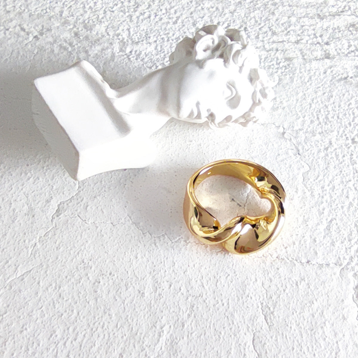 Womens Heart Ring Gold Or Silver Plated Brass Fold Ring