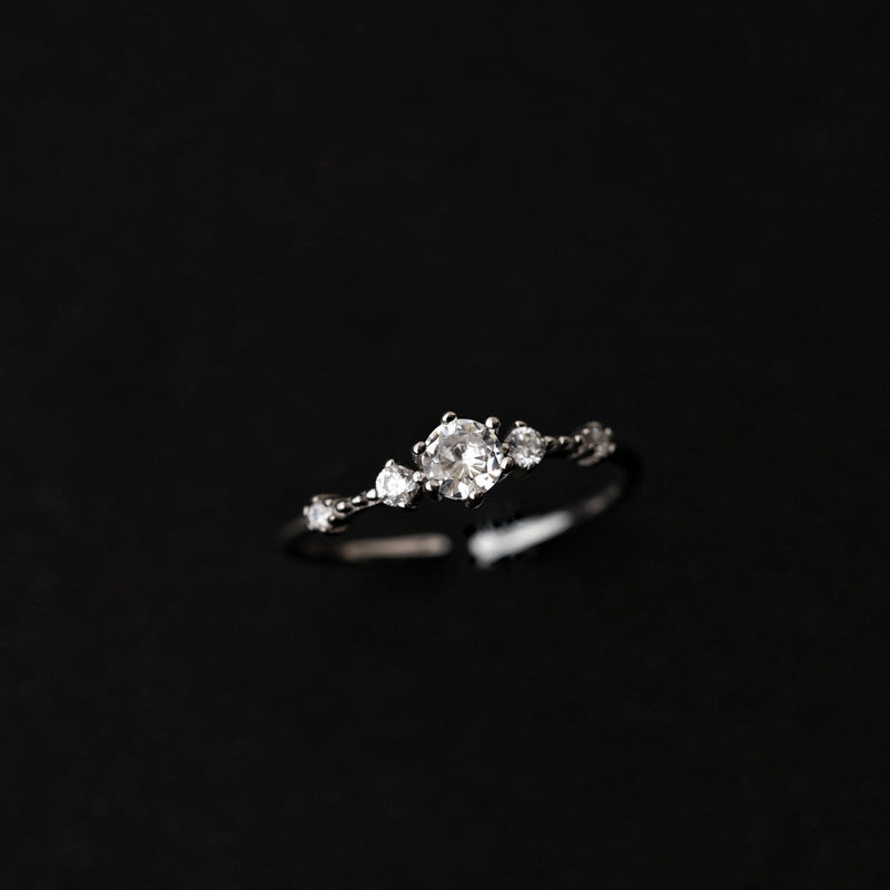 Women 925 Sterling Silver Korean Style Minimalist Gemstone Ring Elegant Dainty Fashion Jewelry Subtle Gem Glow