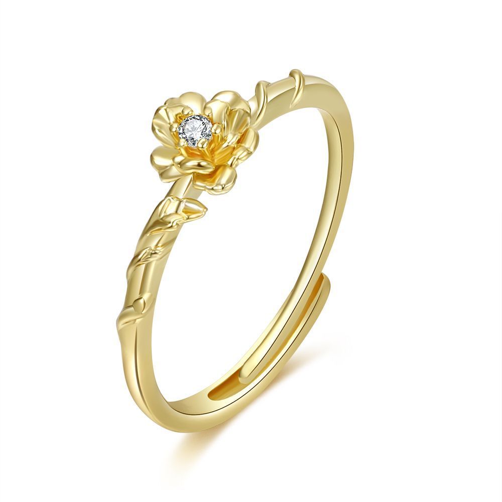 Womens Adjustable Copper Ring Birth Month Flower Design January February March April May June July August Glow