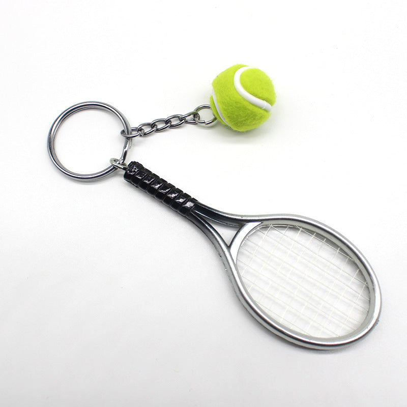 Tennis Racket Keychain Lightweight Plastic Sporty Keyring For Bags And Keys Green Lightweight Travel Accessory