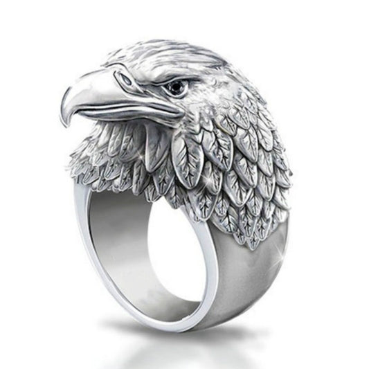 Mens Vintage Electroplated Eagle Ring European Animal Zodiac 3D Design Vintage Alloy Statement Ring For Fashion Lovers