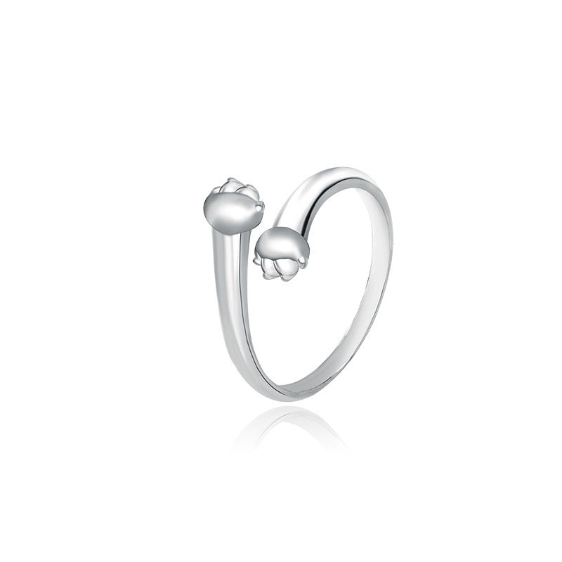 Hug Rings For Couples Adjustable With Zircon Inlay Elegant Matching Rings Set Cat And Stars Decor Of Open Band