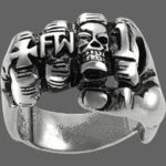 Mens Titanium Steel Ring Vintage Fist Cross Palm Design Motorcycle Biker Ring Steel Color Retro Ring for Men Fashion Jewelry Gift Band No 8 to 14