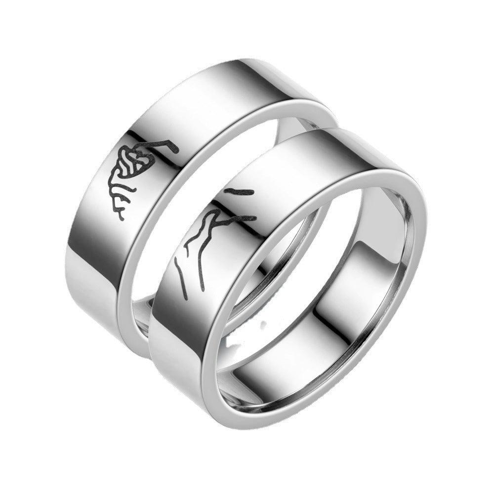 Stainless Steel Lovers Ring Holding Hands With Their Son Silver Mens And Womens Styles Size Five Six Eight Nine Ten