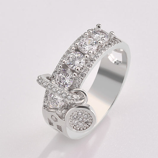 Geometric Zircon Ring For Women Alloy Electroplated Gift Packed In Jewelry Box Ideal Birthday Accessory Styles