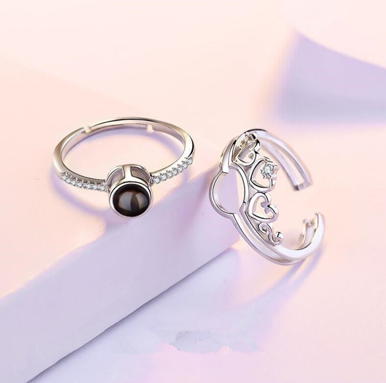 Couples Rings I Love You Languages Crown Projection Rings Alloy Electroplated Matching Bands Anniversary Gifts
