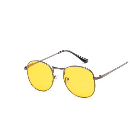 Unisex Vintage Round Sunglasses Metal Frame Flat Lenses Retro Eyewear Eye Protection Fashion Ultra Lightweight