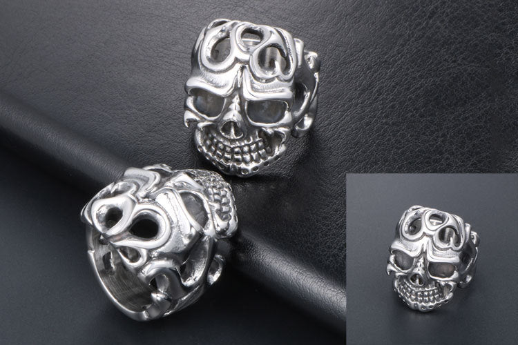 Retro Skull Vampire Ring Titanium Steel Unisex Jewelry Geometric Retro Style Size 7 8 9 10 11 12 Vintage Flair Design