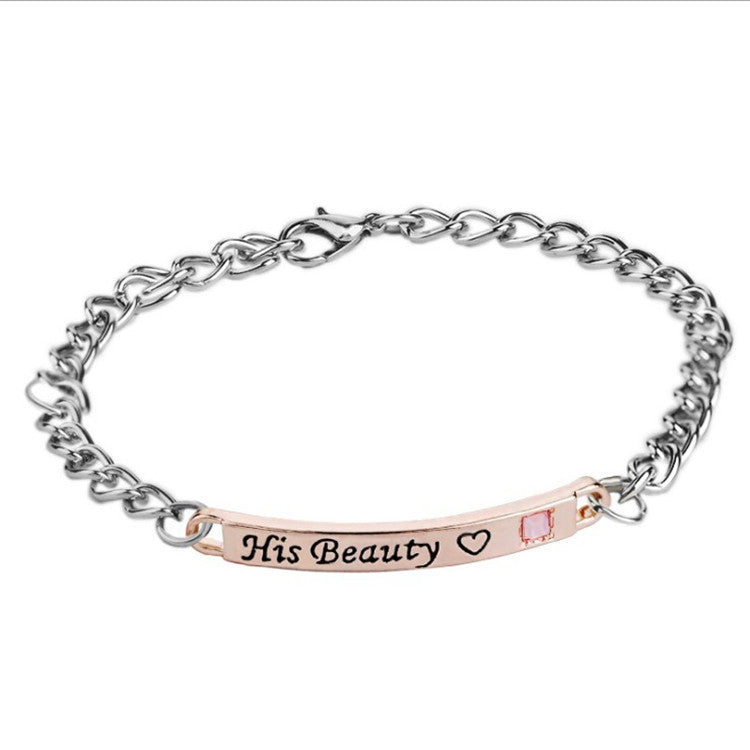 Couple Bracelets Matching Set Heart Alloy Jewelry For Him And Her Queen And King Crown Rose Gold Gift For Gold