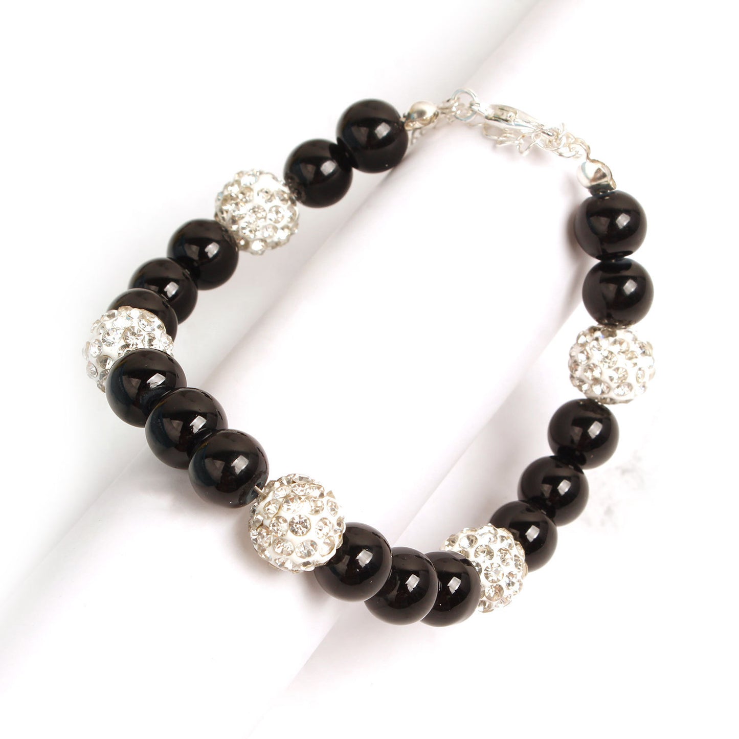 Womens Glass Pearl Pendant Bracelet Electroplated Alloy