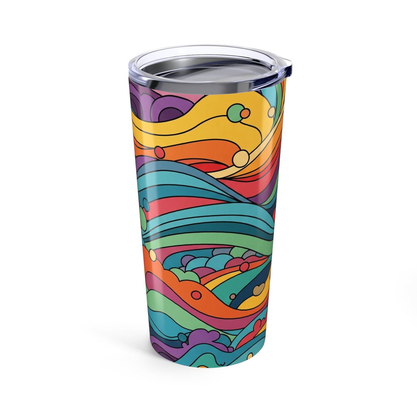 20oz Stainless Steel Tumbler With Printed Design Double Wall Vacuum Insulation Spill Resistant Hot Cold Coffee Cup