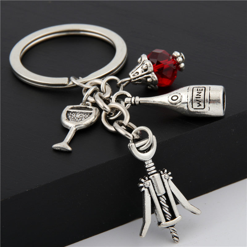 Wine Lovers Keychains Corkscrew Bottle Opener Alloy Key Ring Gift for Wine Enthusiasts and More Great Gift Now