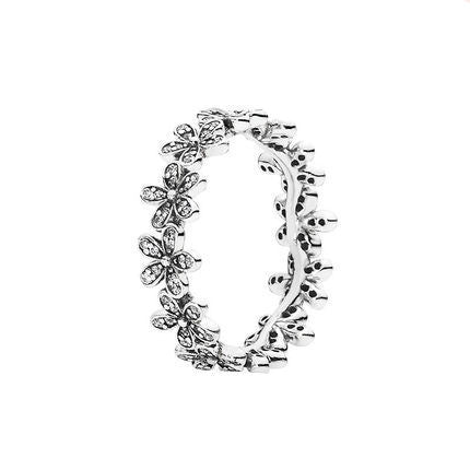 Silver Daisy Crown Ring for Women and Girls Diamond Accent European American Style Festival Gift Jewelry For Everyday